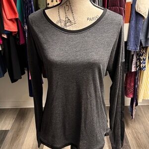 Long Sleeve Gray and Black Mesh Shirt